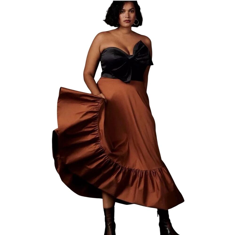 Hutch Anthropologie Strapless Maxi Dress Statement Bow Colorblock Plus Size 16W